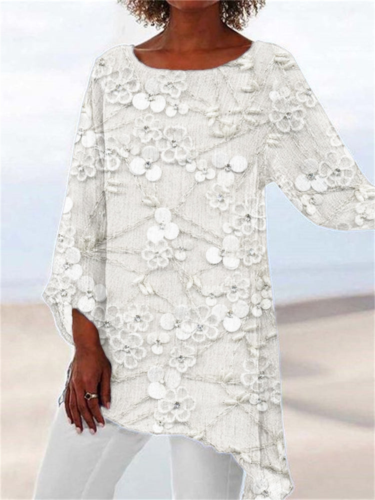 Ivendra | Damen Top mit Blumenprint und Asymmetrischem Saum