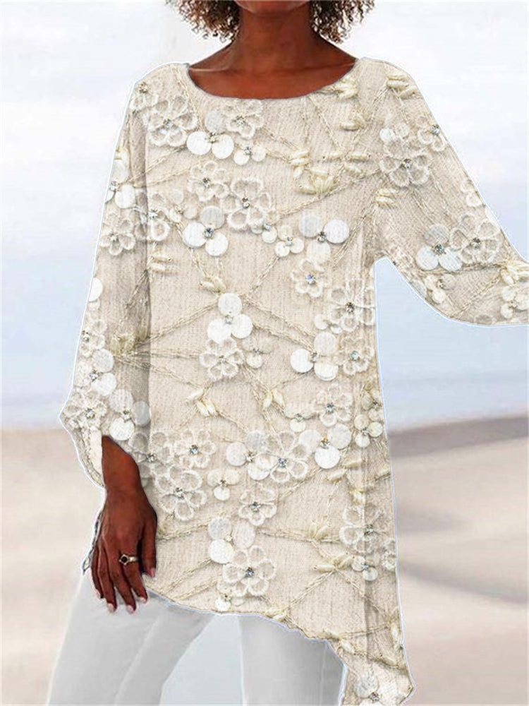 Ivendra | Damen Top mit Blumenprint und Asymmetrischem Saum 3