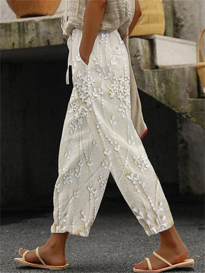 Avena | Gedruckte Stoffhose Damen – Entspannte Passform mit Botanischem Muster 3