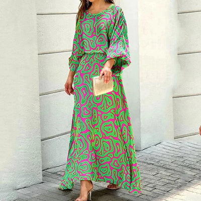 Tanja | Bequemes, bedrucktes langes Kleid