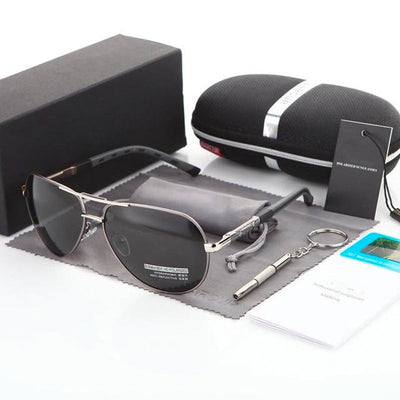 Caleb Sonnenbrille Herren – Polarisierte Edelstahl Pilotenbrille mit UV400 Schutz-4