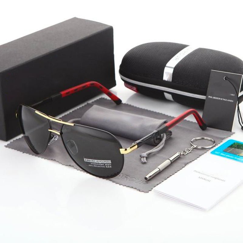 Caleb Sonnenbrille Herren – Polarisierte Edelstahl Pilotenbrille mit UV400 Schutz-3