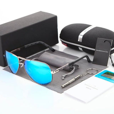 Caleb Sonnenbrille Herren – Polarisierte Edelstahl Pilotenbrille mit UV400 Schutz-2