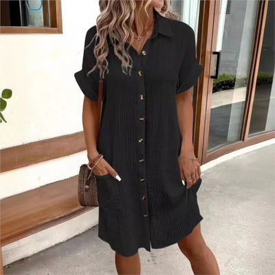 Käthe | Sommerkleid Bequem Mit Kragen Und Taschen