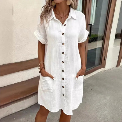 Sommerkleid - Bequem Mit Kragen Und Taschen-1