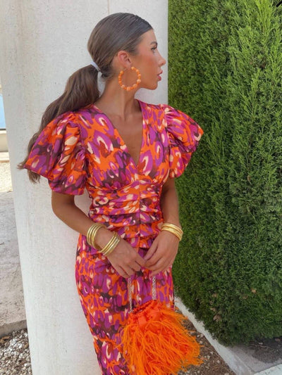 Marla | Maxikleid Sommer – Elegante Puffärmel, Fließender Stoff-1