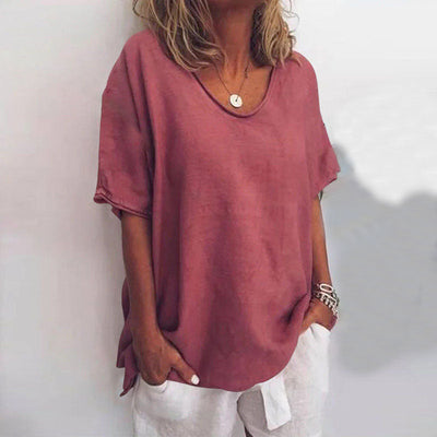 Beatrice | Damenbluse Atmungsaktives Material, V-Ausschnitt, Kurzarm
