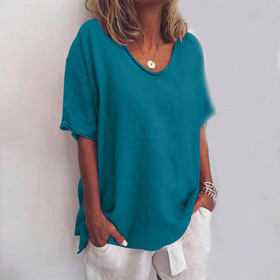 Beatrice | Damenbluse Atmungsaktives Material, V-Ausschnitt, Kurzarm