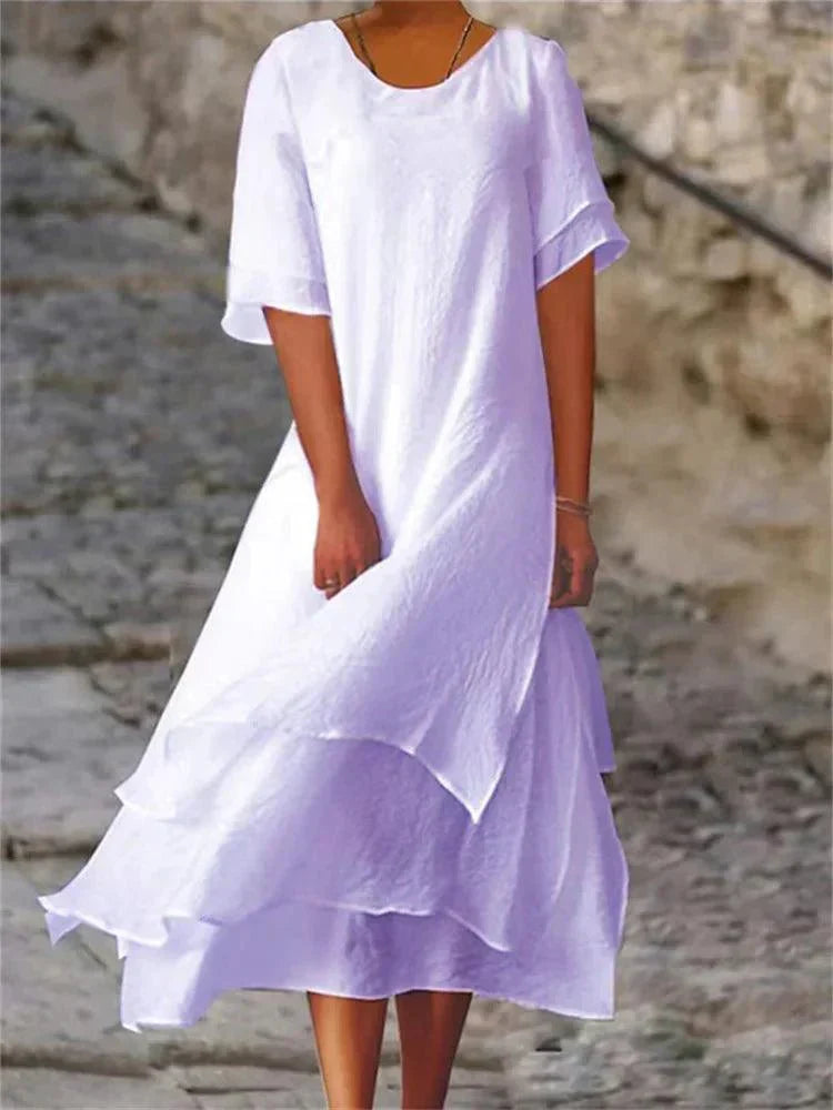 Maya | Maxikleid Sommer Damen Langarm, Fließendes Kleid