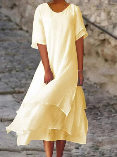 Maya | Maxikleid Sommer Damen Langarm, Fließendes Kleid