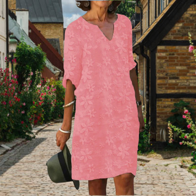 Alina | Blumenkleid Damen – Elegantes Festkleid mit V-Ausschnitt, Bequeme Passform