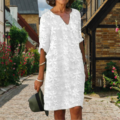Variant image for Amber Blumenkleid Damen – Elegantes Festkleid mit V-Ausschnitt, Bequeme Passform-17