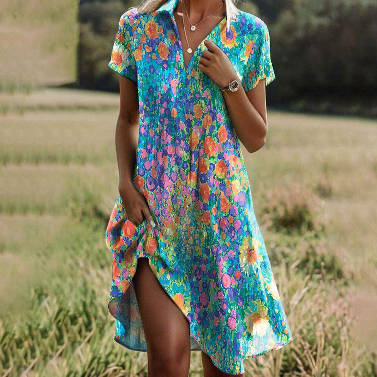 Variant image for Sienna | Sommerkleid Damen – Polyester, Bohemian Blumendruck-7