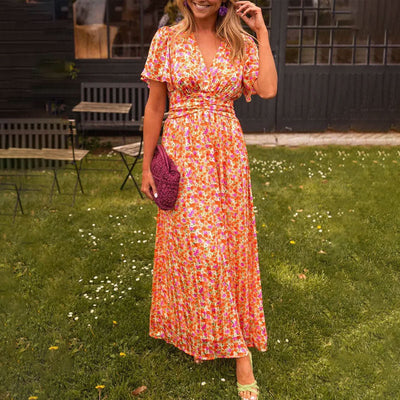 Charlotte | Sommerkleid Damen mit V-Ausschnitt, Tailliert, Lang, Elegantes Design 6