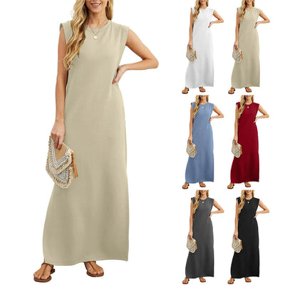 Monika | Knitterfreies, fließendes langes Kleid
