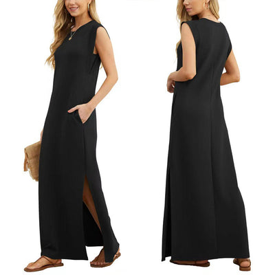 Monika | Knitterfreies, fließendes langes Kleid