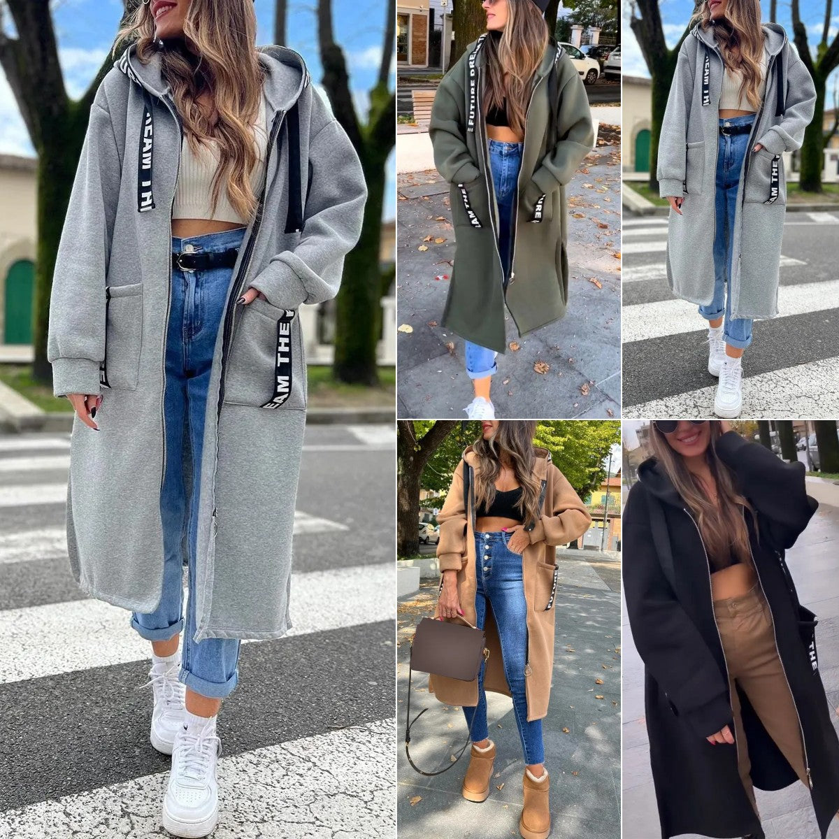 Hanna | Langes Sweat mantel mit kapuze