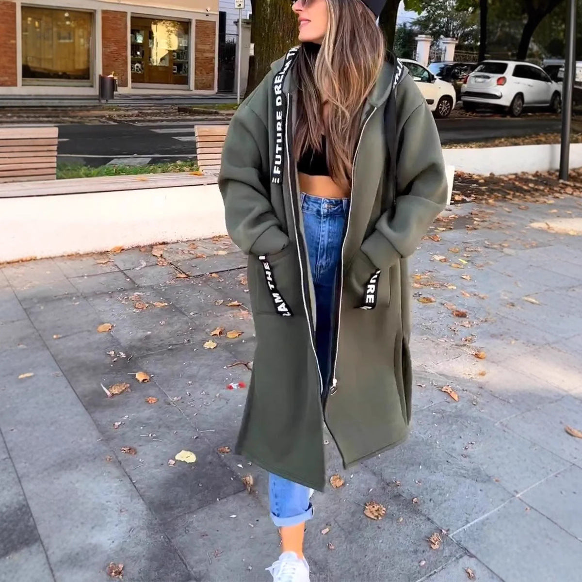 Hanna | Langes Sweat mantel mit kapuze