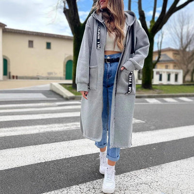 Hanna | Langes Sweat mantel mit kapuze