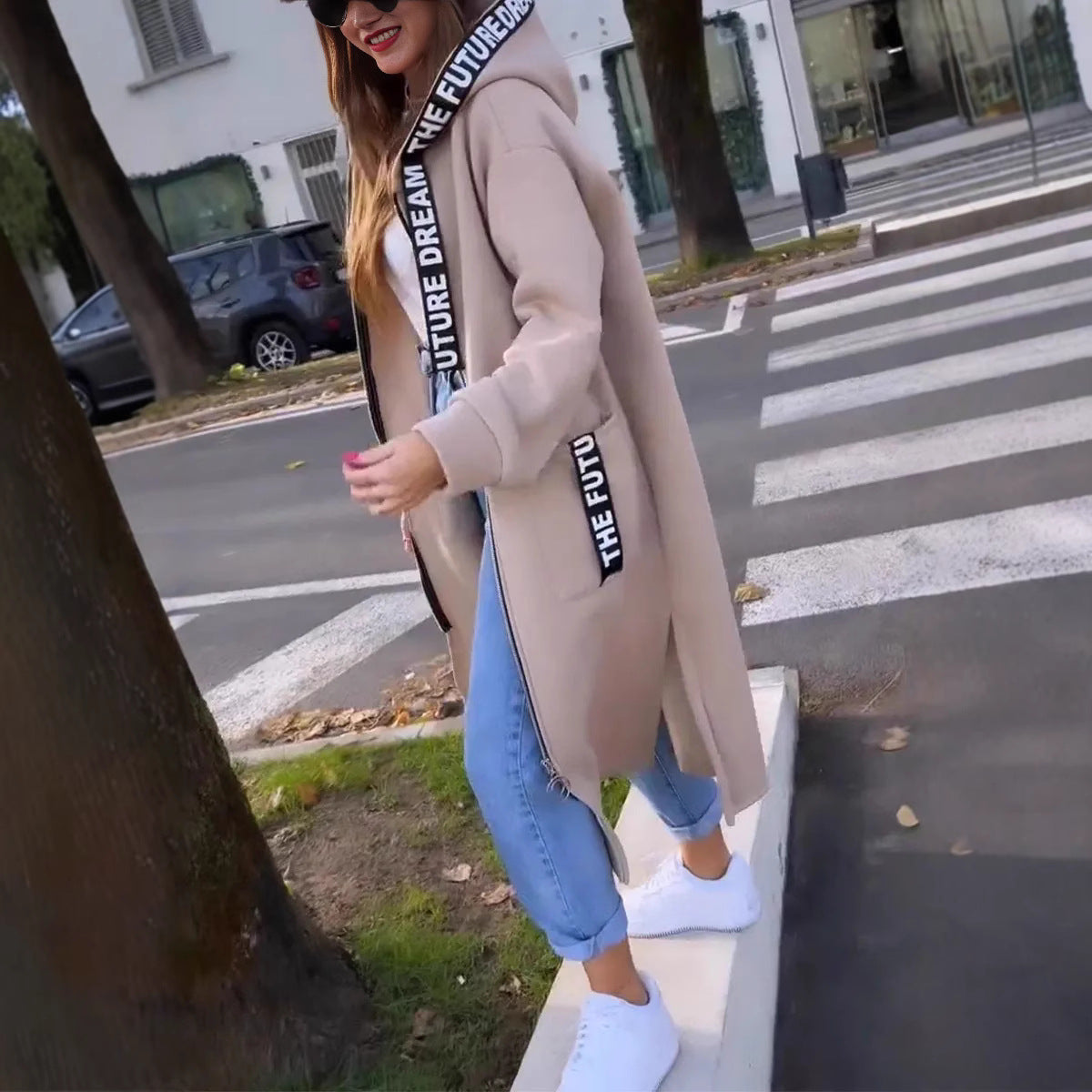 Hanna | Langes Sweat mantel mit kapuze