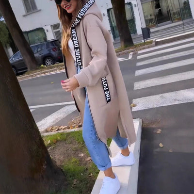 Hanna | Langes Sweat mantel mit kapuze