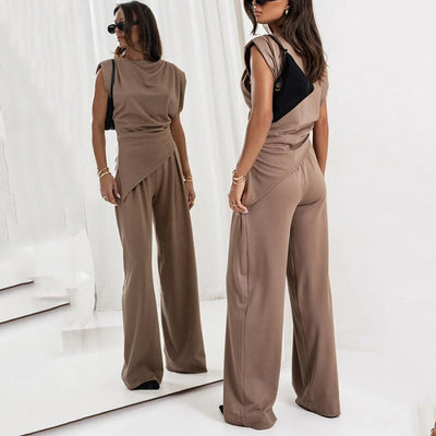 Chloë | Anzug Set – Elegantes Zweiteiliges Set mit Drapiertem Oberteil und Hoher Taille
