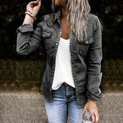 Heidi Jeansjacke Damen – Hochwertiger Denim, Schwarz-1