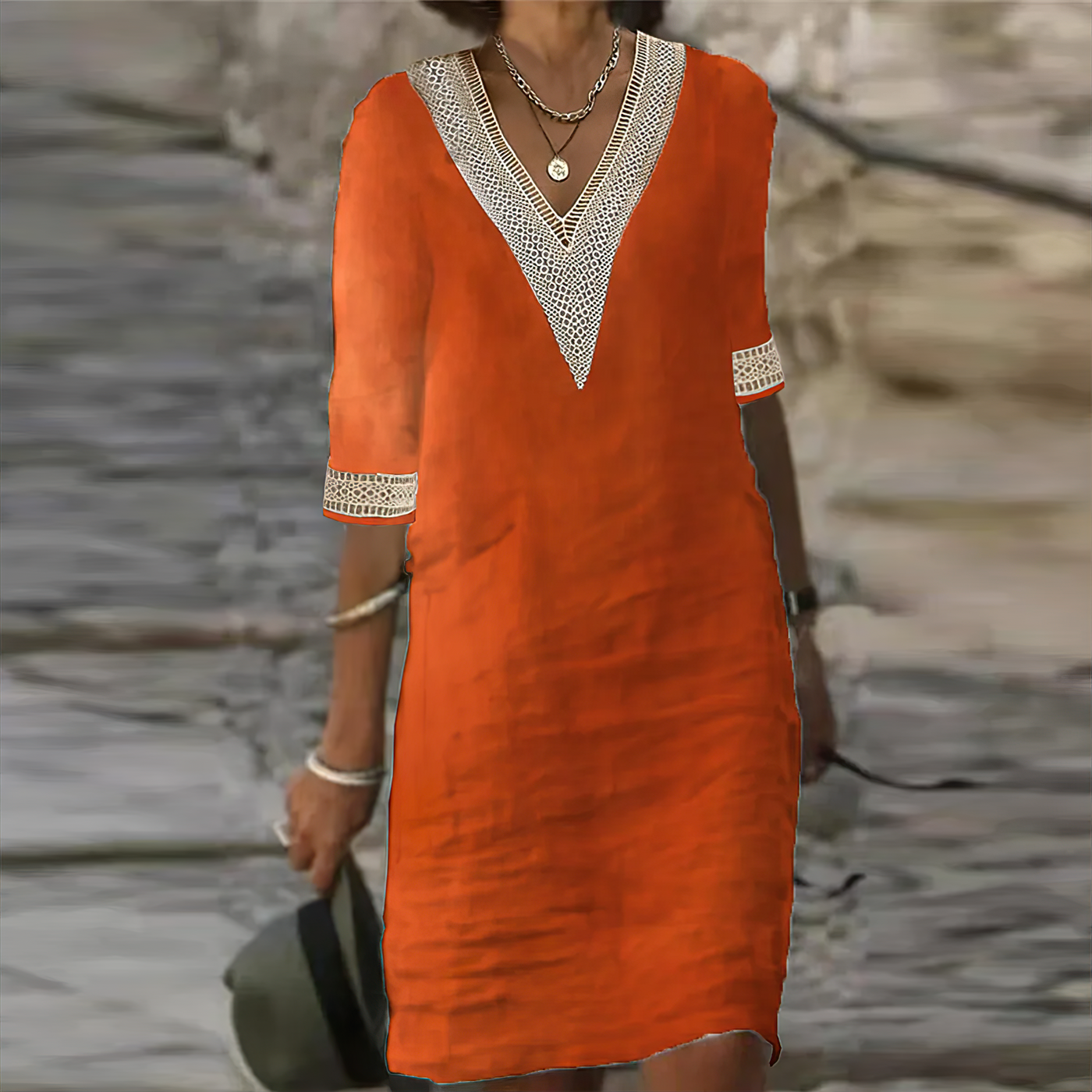 Variant image for Celine Sommerkleid Damen – 100% Baumwolle, Luftig Elegantes Midi Kleid-19